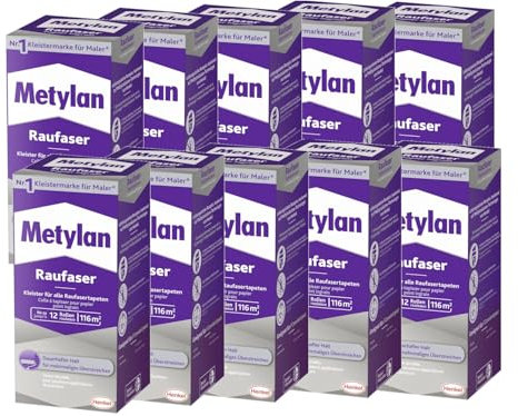 Metylan Raufaser Pulver, Faltschachtel, 10x 180g | Raufaser Tapezierpulver – einfache Verarbeitung für ein perfektes Tapetenergebnis