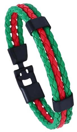 HUIANGLIYG Pu-Lederarmbänder Mit Nationalflagge Für Männer Und Frauen, Handgefertigt, Doppellagig, Geflochtenes Lederarmband Mit Schwarzem Verschluss, Schmuck, Geschenke Für Vater, Freund, Sohn