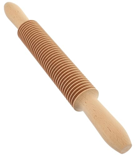 Sewroro Rodillo para pasta de madera de haya con corte enrejado de 2,5 mm, cortador de masa manual para espaguetis y fideos, herramienta para cocina y repostería, 1 pieza