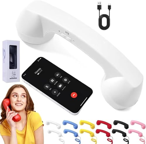 Auricular De Teléfono Retro, con Conector Tipo C Y Bluetooth, Estilo Teléfono Fijo, Adaptador De Teléfono Vintage A Fijo, Compatible con Teléfonos Móviles, con Botón De Respuesta, Micrófono Y Altavoz