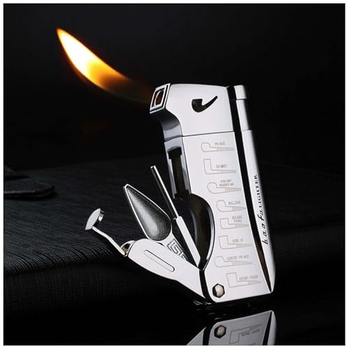 Feuerzeug, Metall einstellbar Nachfüllbarer Brennstoff, Einstellbare Flammengröße, Sturmfeuerzeug, Männer, Geschenk, Outdoor, Camping (Feuerzeug ohne Brennstoff)