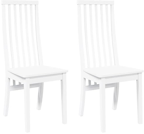 Generico Sedie da Pranzo 2 pz Bianche in Legno Massello di Hevea,Mobili,Sedie,Sedie per Cucina e Sala da Pranzo,Bianco,10.2 kg,4102459