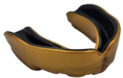 Dragon 99123 Profi Gel-Zahnschutz für Boxen Kampfsport Mundschutz inkl. Hygiene-Box BPA-frei Anpassbar Zahnschutz für Muay Thai, MMA, Kickboxen, Rugby Hockey Erwachsene Jugendliche (Gold/Schwarz)