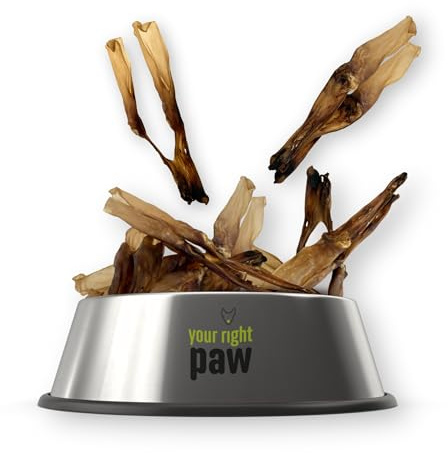 Your Right Paw - Orecchie di coniglio con pelliccia per cani, 200 g, 100% naturali, senza cereali e ricche di proteine, essiccate delicatamente in Europa