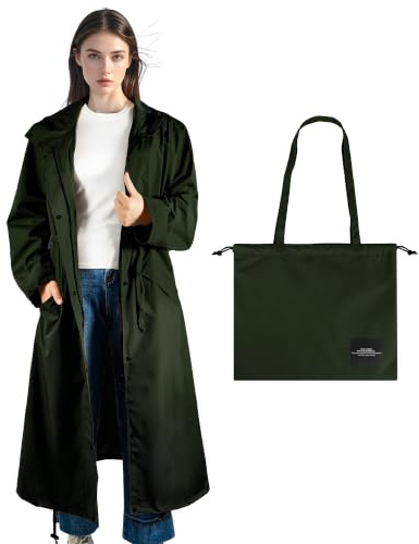LAMA Manteau imperméable long élégant, vetement de pluie poncho de pluie unisexe avec poche à rabat imperméable, vêtements de pluie pour adultes, veste de pluie vêtements de protection contre la pluie