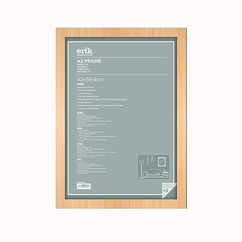Grupo Erik, Marco de fotos A2 Para Pared, Marco 42 X 59,4 Haya, Marco Madera MDF, Ideal Para lámina decorativa, Decoración hogar, A2