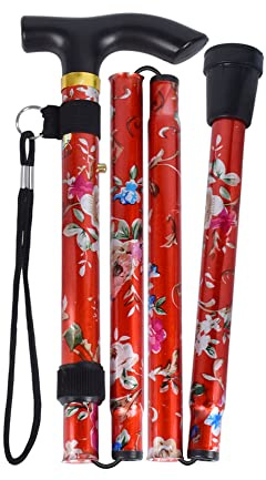 SPDYCESS Fällbara Promenadkäppar, Blommönster Aluminium Justerbar Gångrör Lätta Bärbara Resevandringsstolpar Halkfritt Handtag Alpenstock För Kvinnor Män Vandrare Seniorer