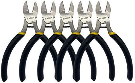 BOOSDEN 5 Diagonal Cutters,5 Pack Wire Cutters,DIY Cutting Pliers,Spring Loaded Side Cutters, Wire Snips for Jewelry Making and Wire Cutting