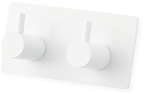 Milti Handtuchhaken selbstklebend aus gebürstetem Edelstahl 304 in Weiß, Design Handtuchhalter ohne bohren für Ihr Badezimmer oder Küche, Nie wieder bohren, Hochwertiger 3M Kleber