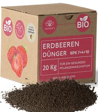 Bio Erdbeerdünger Langzeit 20 Kg - 100% Bio-Dünger mit viel Kalium für leckere Beeren - Organischer Bio Beerendünger & Erdbeer Dünger mit Vinasse - Erdbeeren Dünger für Gewächshaus & Freiland