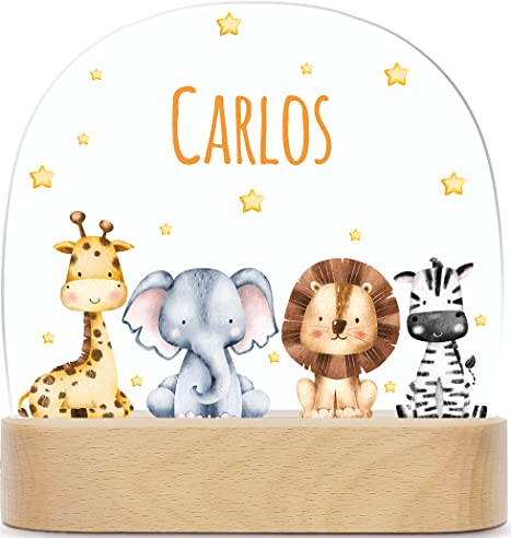 GRAVURZEILE Baby Nachtlicht personalisiert mit Namen - LED Lampe für Kinderzimmer - Schlummerlicht für Babys mit Name - Geschenk zur Geburt, Taufe & Geburtstag - Nachttischlampe für Jungen & Mädchen