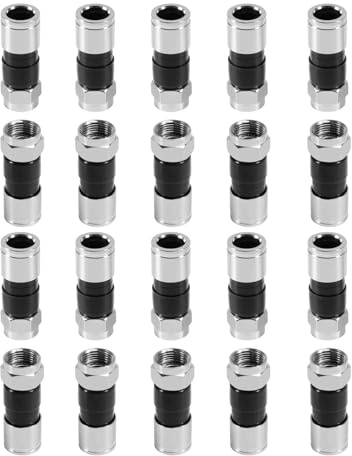 AEDIKO 20 conectores de compresión RG6 RG6 tipo F conector coaxial de compresión coaxial (negro)