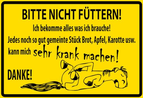 mrdeco Metall Schild 30x40cm gewölbt Bitte nicht füttern Pferd Warnschild Hinweis Sschild