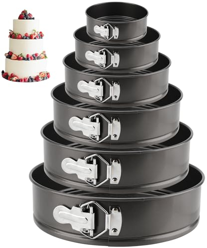 MAHIONG Set of 6 Round Cake Tin, 4 7 7.75 9 10 11 Nonstick Springform Cake Tins Cheesecake Tin with Clasp, Loose Bottom Cake Tin Baking Pan Tray