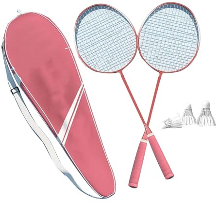 Badmintonschläger-Set, Leichte Badmintonschläger mit Federbällen für Erwachsene und Jugendliche