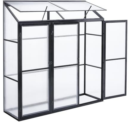 Euboer Aluminium Gewächshaus Beistell Tomatengewächshaus klein Dreitürig Treibhaus 180x55X190 cm