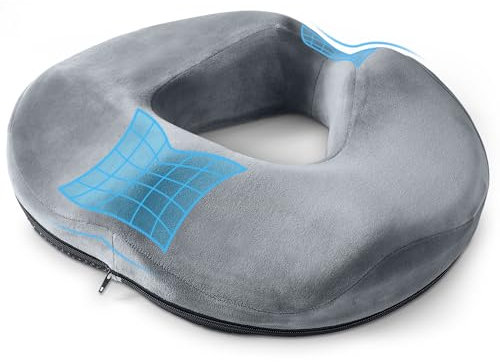 WUFANC Cojin Coxis, Cojin Antiescaras de Espuma Viscoelástica, Cojin Hemorroides Extraíble Que Puede Aliviar la Ciática, Cojin Silla Oficina Aplicable a Silla de Ruedas, Asiento de Coche