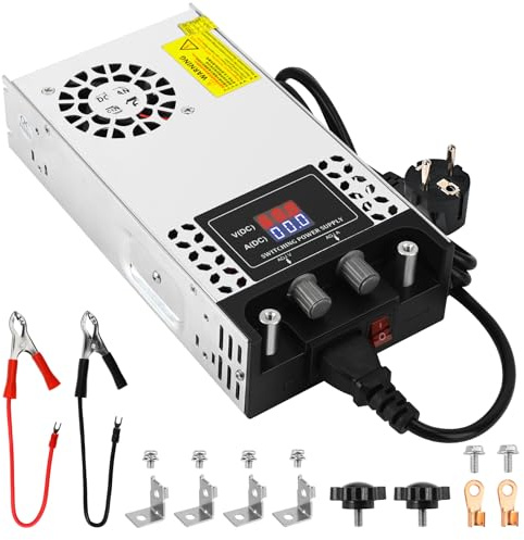 Ajustable Fuente de Alimentación DC 0-60V 10A 600W Transformador, 230V AC a DC 0-60V 10A Fuente Alimentación 600W con Pantalla LED, Muestra claramente dispositivo salida tensión y corriente