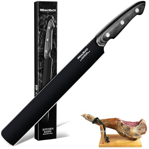 Dream Reach Schinkenmesser Scharfe Aufschnittmesser - Profi Küchenmesser für Schinken Full Tang Lachsmesser für Küche Barbecue Geburtstag Eltern Geschenk
