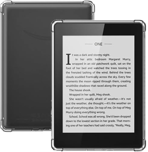 VOVIPO Transparente Funda de 7 Kindle Paperwhite y Paperwhite (generación 12, 2024), ángulo de Refuerzo de la Tapa Trasera del Parachoques de Piel TPU Ultra Suave, Flexible y de Kindle colorsoft-CR