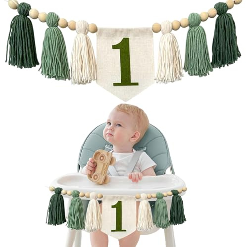 GlamRays handgjord Boho 1. Födelsedag, barnstol, banner, festdekoration för flickor, babyskum, vägghängningar, dekoration för barnrum