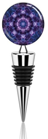 Purple Style Pattern Bottle Stopper Beverage Bottle Sealer Reusable Wine Stopper Personalised Champagne Stopper Unique Wine Bottle Corks Keep Fresh Suitable for Standard