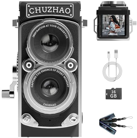 Mini appareil photo numérique vintage, caméra de vlogging 12 MP pour photographie, autofocus vidéo 1080p, appareil photo numérique pointé et prise de vue avec carte de 16 Go, appareil photo compact