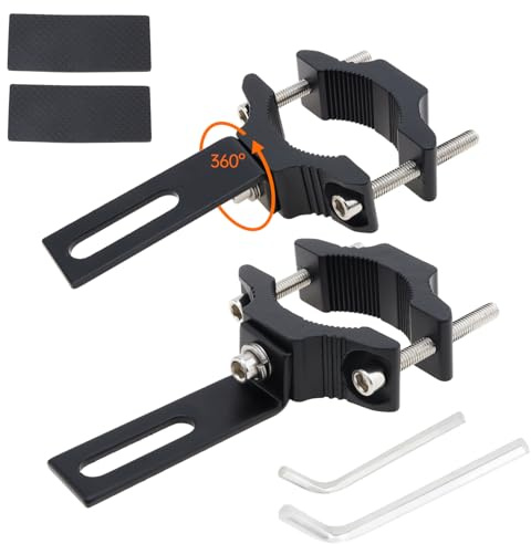 Windance Paquete de 2 soportes de montaje para foco, aleación de aluminio, soporte de luz auxiliar, horquilla, parachoques, barra antivuelco, abrazaderas para motocicleta, bicicleta, scooter