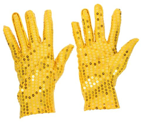 Garneck Goldene Paillettenhandschuhe Für Erwachsene – Elegante Handgelenk-Länge Handschuhe Im 1 Paar Design Für Festliche Anlässe Und Kostümpartys