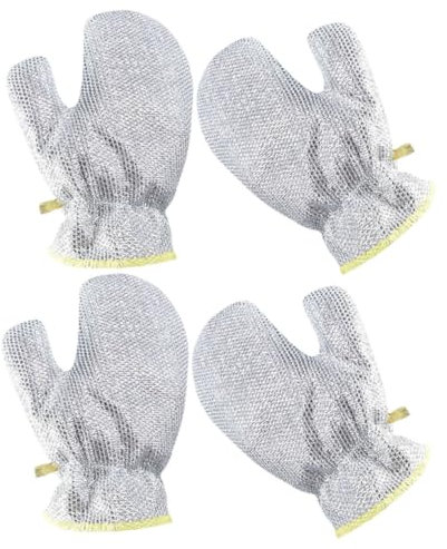 UTHCLO 2pairs Heavy-duty Cleaning Gloves Kitchen Wire Gloves for Dishwashing Non-scratch Steel Wool for Kitchen Safety