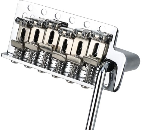 OVSAL 10.5mm Electric Guitar Bridge Chrome 6 Point tremolo bridge Stainless Steel Vintage Saddles Plate Zinc Alloy Block Compatible with 6 String Start Electric Guitar Replacement Parts