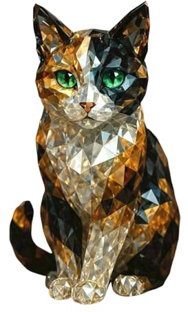 Generisch Kristall Katzenfigur, Handgefertigte Glasskulptur, Dekorative Tischplatte Ornament Statue für Zuhause und Büro (1)