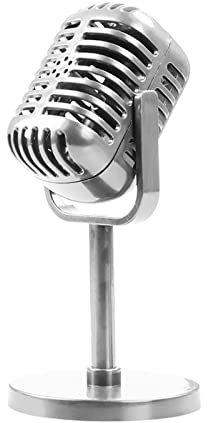 FackLOxc Micrófono retro mejorado, modelo vintage, decoración de mesa, plástico, micrófono falso, micrófono antiguo