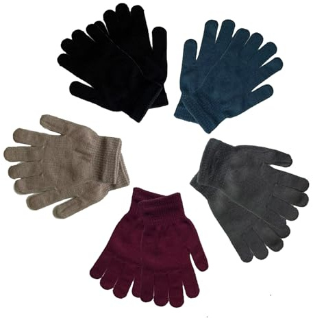 VABX-Purple 5 Pairs Magic Gloves Unisex Kid Multicolor Thick Knitted Gloves