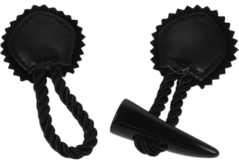 Gadpiparty 4 Pairs Black Horn Toggle Buttons for Coats and Cardigans, Sew-on Clothing Fasteners, Sturdy Resin Coat Button Accessories for Wool Jackets and Sweaters