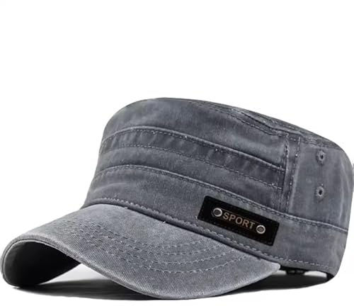 XFSRG Cappello Militare Unisex Berretto Uomo con Visiera Vecchio Berretto Piatto retrò Regolabile Cappello per Outdoor Sport e Uso Quotidiano (Grigio)
