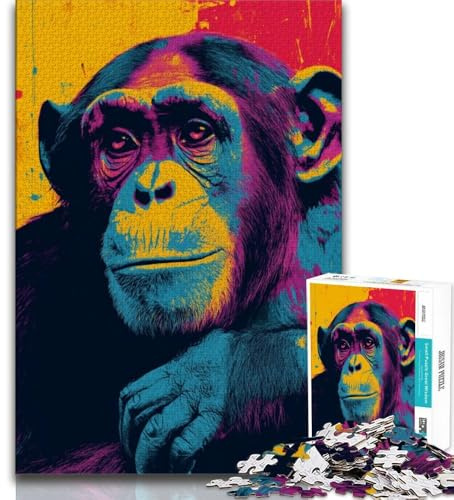 Puzzle für Erwachsene 1000 Teile Schimpansentier 1000 Teile für Erwachsene Quizspiel ganze Familie 75x50cm