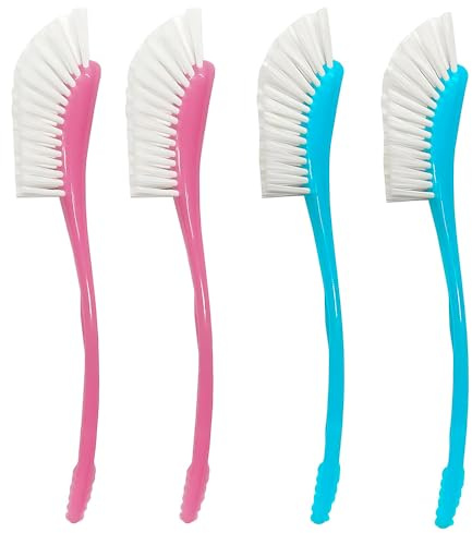 WYAN 4 Piezas Cepillo Cocina con Cerdas de Nylon Resistentes, Cepillo fregador con Mango, Nylon,Cepillo Fregar Platos - 23 cm para Ollas, Sartenes, Fregadero,Vajilla(Rosa + Azul)