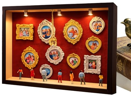 Marcos de Museo en Miniatura - Set Artesanal de Decoración para el Hogar Coleccionable con Luz LED | de Sombra para Exhibición de Museo en Miniatura,para Mujeres Hombres Adultos Jóvenes Estante Pared