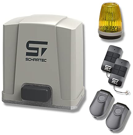 Schartec Schiebetorantrieb Jet 500 SL-Set bis 5 m Breite - Inkl. 2 Handsender, 1 Lichtschranke, und 1 Signalleuchte - Torantrieb - Schiebetor - Hoftor - 5000 N