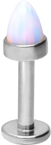 PIERCINGLINE Chirurgenstahl Labret Stecker | OPAL SPITZE | Piercing Lippe Ohr Nase | Farbauswahl