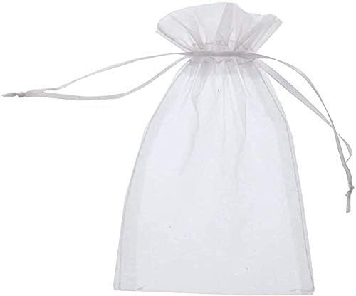 DAHI 50 pezzi Sacchetti in organza 15x20cm Bianco Trasparente Sacchetti Portaconfetti per Bomboniere Comunione Matrimonio Compleanno Gioielli Bustina Natale Regalo