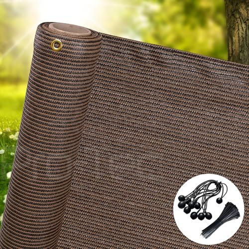 1m,1.5m, 2m Wide Privacy Netting Garden Screening Windbreak Fencing 95% Shade Fence Net Brown 1m x 10m FREE 6 Bungees 50 Zip Ties Included