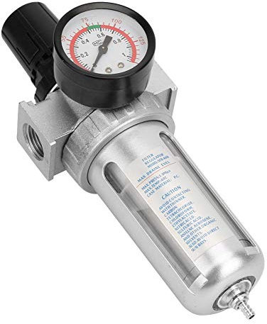 Druckminderer Druckluft 1/2 zoll, Wasserabscheider Druckluft Wartungseinheit mit Filter und Manometer für Kompressoren Druckluftleitungen