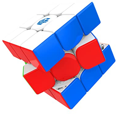 GAN Mini M Pro, 3x3 Stickerloser Magnetischer Speedcube 356 Speedcube GAN 353mm für Einhändig oder kleine Hände