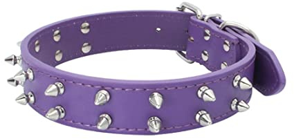 FUNAT Doppelreihiges Haustier Halsband mit Nieten, Niethalsband für mittlere und große Hunde, PU-Hundehalsband Hundekette