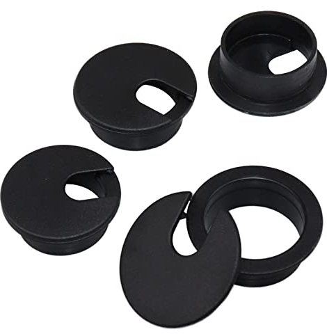 35mm(1.38 inch) Desk Cable Wire Grommet, 4Pcs Black Desk Grommet Cord Cable, Desk Table Grommet Cable Tidies for Home and Office Table Surface Port Hole Covers