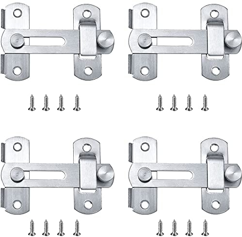 Lxoraziy 4 Stück Schieberiegel, Türriegel, Riegel Edelstahl Latch mit Schrauben, Edelstahl Gebürstet Bolzenriegel für Tor, Fenster, Schlafzimmer