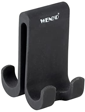 Wenko Gancio per Doccia Doppio Verna Duo, Gancio in Silicone per Box Doccia con Uno Spessore di Parete Fino a 10 Mm, Molto Spazio per Appendere Spugne, Asciugamani e Molto Altro Ancora, Nero