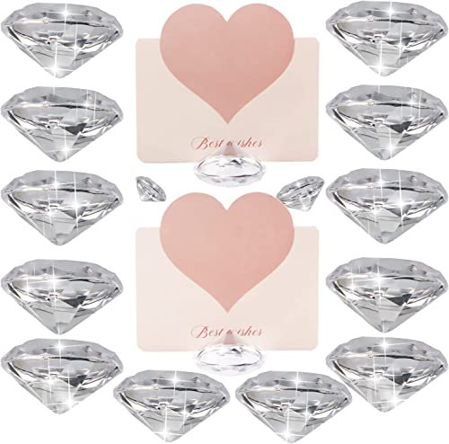 LATRAT 20 Stück Diamant Tischkartenhalter Acryl Kristall Tischkartenhalter, Hochzeit Unendlichkeitszeichen Memohalter Namesschild für Hochzeit Feier Feier Tischdeko Platzkarten